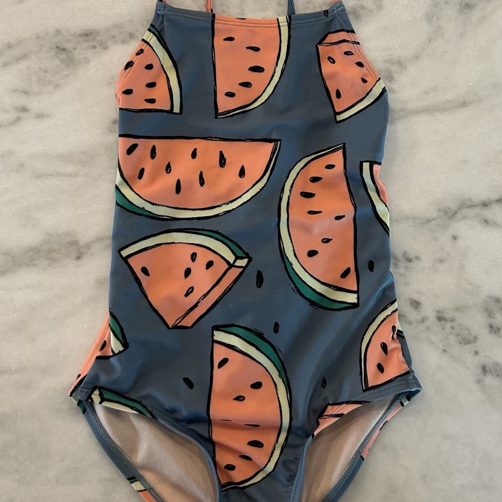 Tea Collection Girls Watermelon One Piece Swimsuit Size 7